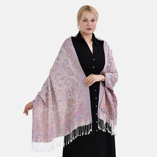 Jacquard Paisley-Schal, 175cm x 70cm, pink