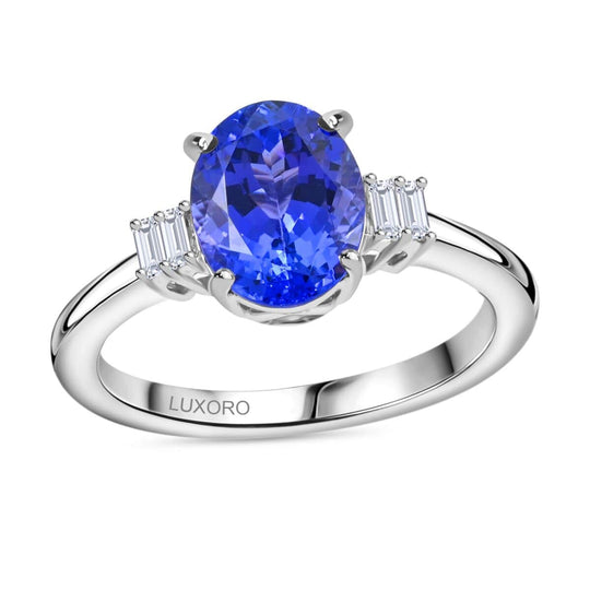 AAA Tansanit, Weißer Diamant AGI zertifiziert Ring 585 Gold 585 Vergoldet (Größe 18.00) ca. 2.60 ct