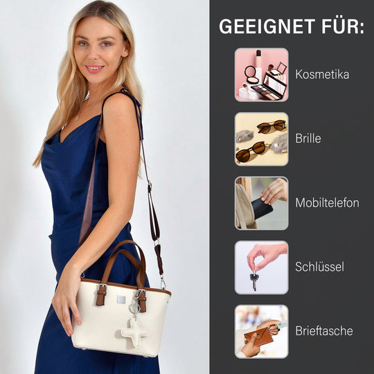 Crossbody Bag - Stilvoll und vielseitig mit großzügigem Stauraum und Designer-Anhänger in Kreuzform, 23x11x19 cm, Khaki