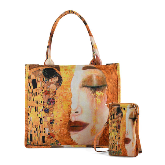 2-teiliges Taschenset - Shopper und Handytasche, ca. 40 x 12 x 35 cm (Shopper), ca. 20 x 11 x 2 cm (Handytasche), Leopardmotiv