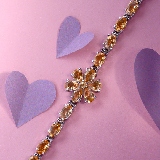 Citrin Armband, 19 cm, Edelstahl, ca. 7,31 ct