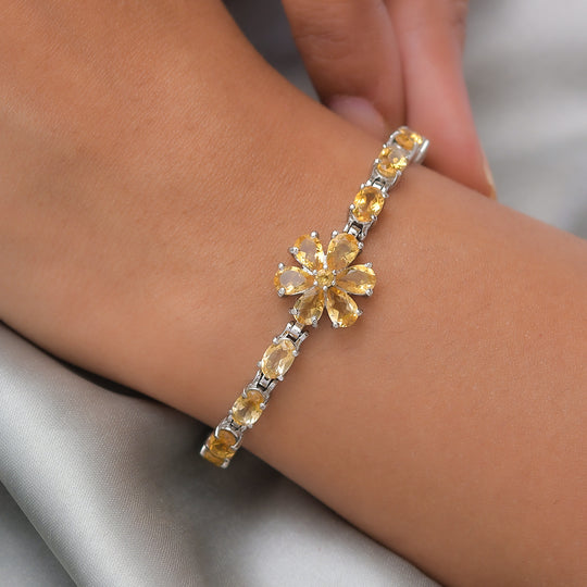 Citrin Armband, 19 cm, Edelstahl, ca. 7,31 ct