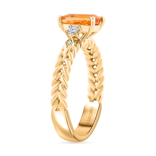 LUXORO AAA Kaiserlicher Topas, Weißer Diamant AGI zertifiziert Ring 417 Gold (Größe 18.00) ca. 2.00 ct