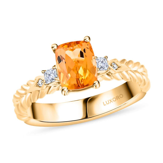 LUXORO AAA Kaiserlicher Topas, Weißer Diamant AGI zertifiziert Ring 417 Gold (Größe 18.00) ca. 2.00 ct