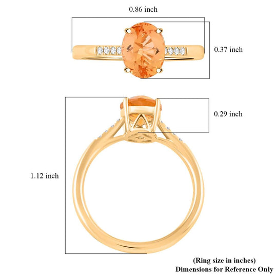 LUXORO AAA Kaiserlicher Topas, Weißer Diamant AGI zertifiziert Ring 417 Gold (Größe 19.00) ca. 2.15 ct
