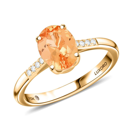 LUXORO AAA Kaiserlicher Topas, Weißer Diamant AGI zertifiziert Ring 417 Gold (Größe 19.00) ca. 2.15 ct