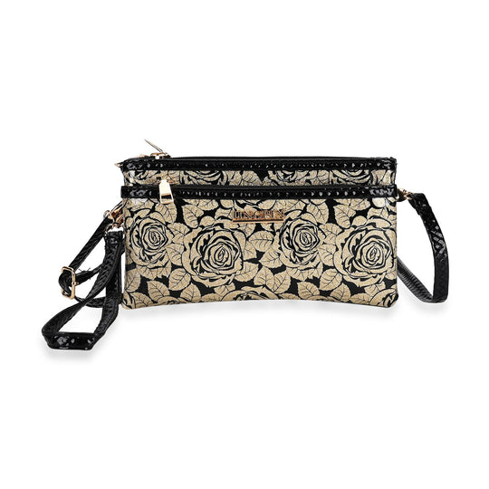 Sling Crossbody Bag, Stylische Silber-Umhängetasche, 3 Reißverschlussfächer, Vielseitiger 130 cm Gurt, PU-Außenseite, 100% Polyester-Futter, Kompakte Größe 22x12 cm, Silber