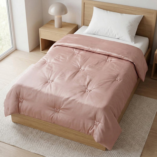 Serenity Night: Premium Collection Herbst-Winter-Steppdecke aus 100 % Bambus mit hochwertiger Kunstdaunenfüllung, 1,7 kg, 135 x 200 cm, Puderrosa