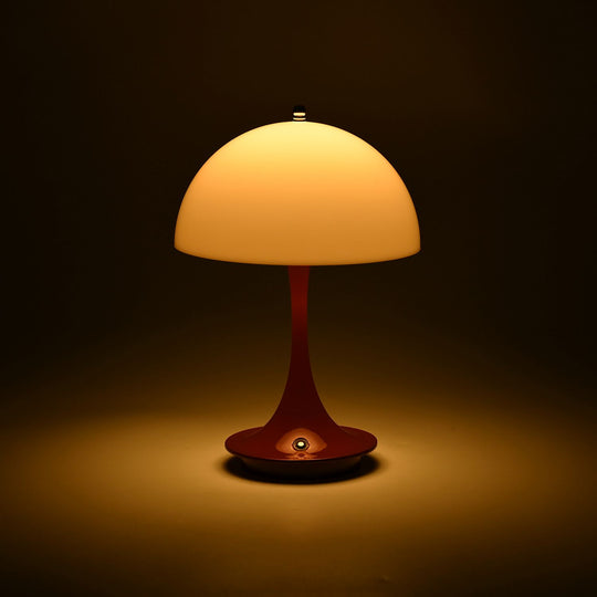 Designerlampe: Kabellos dimmbare Pilz-Tischlampe mit 3 Lichteinstellungen, weiß