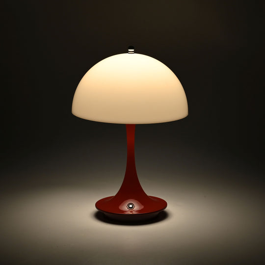 Designerlampe: Kabellos dimmbare Pilz-Tischlampe mit 3 Lichteinstellungen, weiß