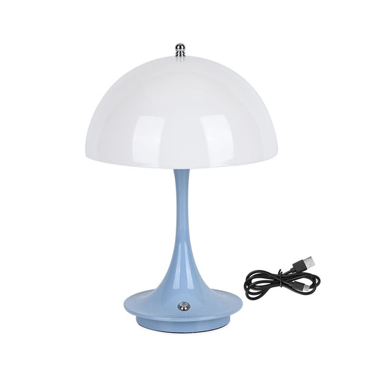Designerlampe: Kabellos dimmbare Pilz-Tischlampe mit 3 Lichteinstellungen, weiß