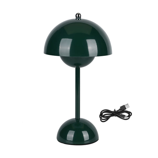 Kabellose Tischlampe - Minimalistisches Pilzdesign, Touch-Steuerung, tragbar mit 1800mAh-Akku für 4-6 Stunden, inkl. Typ-C-Kabel, 16 x 30 cm, weinrot
