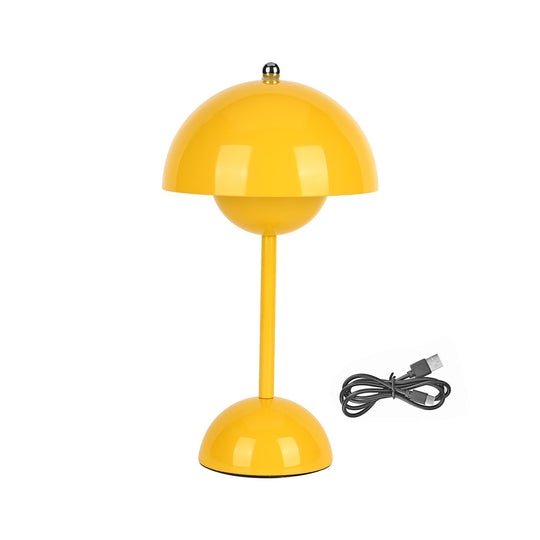 Kabellose Tischlampe - Minimalistisches Pilzdesign, Touch-Steuerung, tragbar mit 1800mAh-Akku für 4-6 Stunden, inkl. Typ-C-Kabel, 16 x 30 cm, weinrot