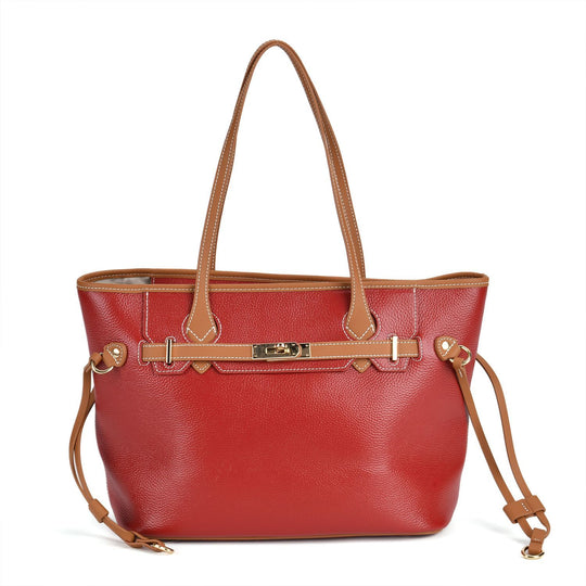 life-style:Genuine Leather Tote bag Color: Green with brown L:41*W:15*H:26cm ,Handle drop:22CM Wall: Genuine Leather Lining: Polyester Exterior:zipped-1, Interior: slip-1,zipped-1