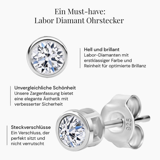 LUXURIANT DIAMOND - Lab Grown SGL zertifiziert Diamant VS-GH Ohrringe 925 Silber rhodiniert ca. 0.50 ct