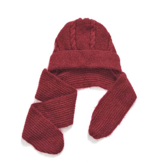 2 in 1: Gestrickte Schalmütze, Elfenbein