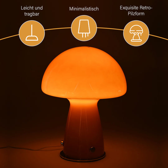 Minimalistische Glas-Pilzlampen mit Touch-Steuerung, Größe 22x28cm, Orange