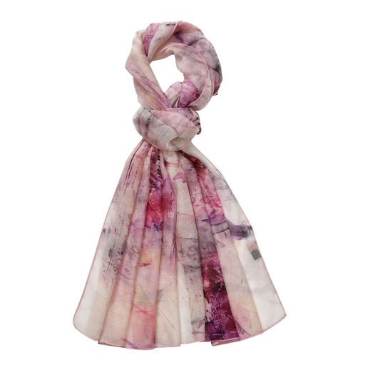 LA MAREY printed scarfMaterial:70% merino wool 30% mulberry silksize::70cm*190cmWeight : 57gyelow besed with red floral