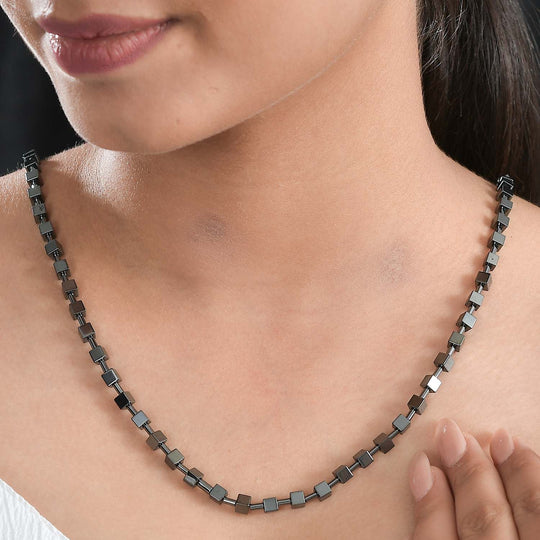 Hämatit Halskette ca. 50 cm 316L Edelstahl platiniert ca. 125.00 ct
