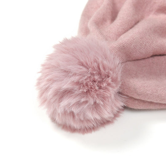 LA MAREY - 2er-Set Elegante Kaschmir Mützen und Handschuhen mit Mikroplüsch Futter, Schwarz