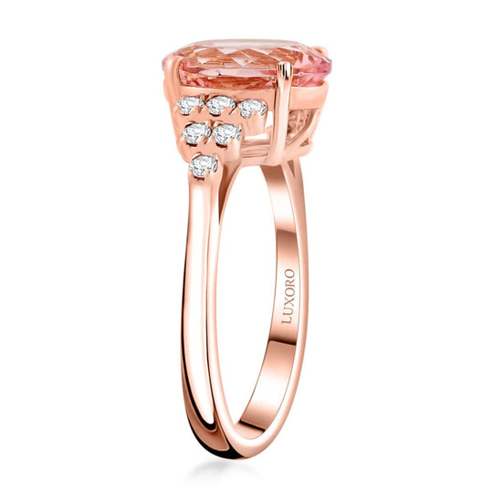 LUXORO AAA Rosa Morganit, Weißer Diamant AGI zertifiziert Ring 417 Gold (Größe 17.00) ca. 3.00 ct
