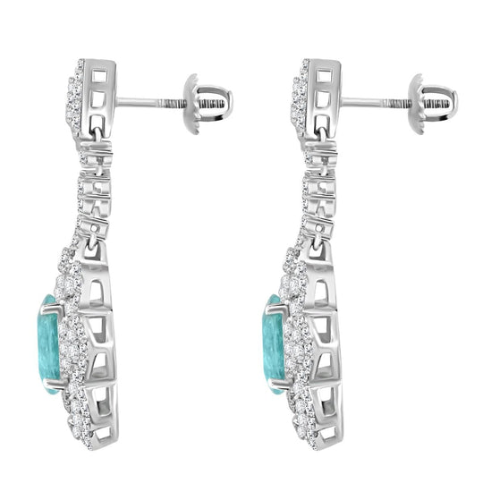 CHAIRMAN VAULT COLLECTION - AAAA Paraiba Turmalin, Weißer Diamant AGI zertifiziert Ohrringe,zertifiziert und geprüft, 950 Platin ca. 5.51 ct