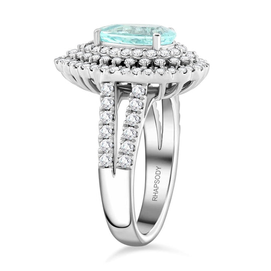 CHAIRMAN VAULT COLLECTION - AAAA Paraiba Turmalin, Weißer Diamant AGI zertifiziert Ring, zertifiziert und geprüft, 950 Platin (Größe 17.00) ca. 4.35 ct