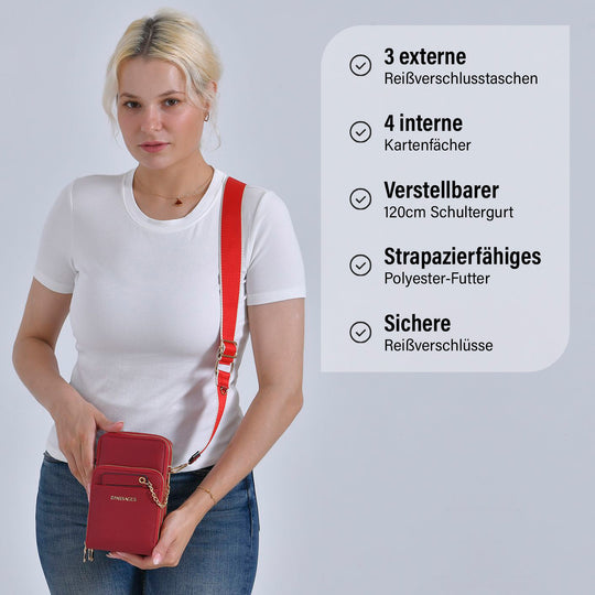 PASSAGE Crossbody-Handytasche mit Abnehmbarem Kartenhalter, 18x6.5x11cm, beige