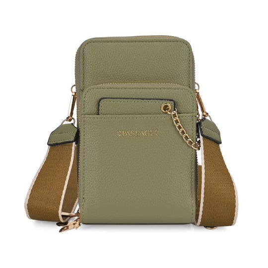 PASSAGE Crossbody-Handytasche mit Abnehmbarem Kartenhalter, 18x6.5x11cm, beige
