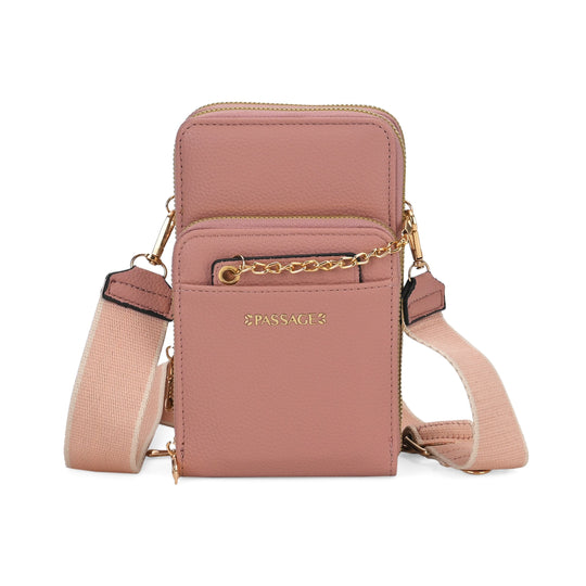 PASSAGE Crossbody-Handytasche mit Abnehmbarem Kartenhalter, 18x6.5x11cm, beige
