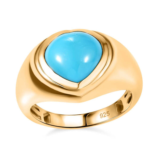AA Amerikanischer natürlicher Sleeping Beauty Türkis Ring, 925 Silber 750 Gelbgold Vermeil (Größe 20.00) ca. 2.93 ct