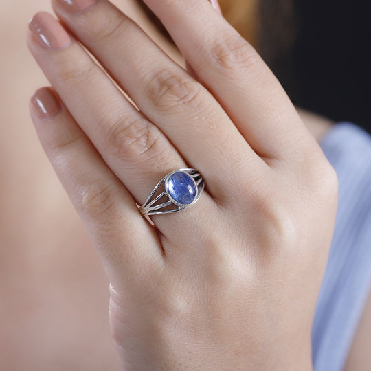 Kyanit Ring 925 Silber platiniert ca. 2,64 ct