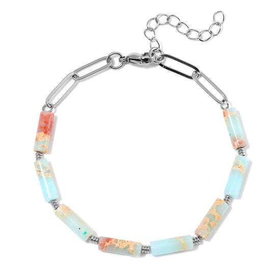 Jade Armband ca. 20 cm + 3.5 cm Extender, 316L Edelstahl ca. 22.50 ct
