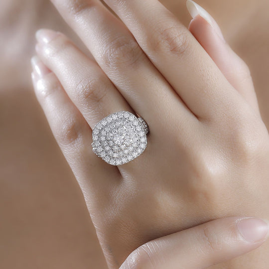 J Francis gefertigt mit SWAROVSKI - Zirkonia Ring 925 Silber rhodiniert,(Größe 19.00)
