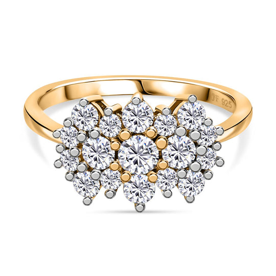 J Francis gefertigt mit SWAROVSKI Zirkonia Ring 925 Silber 750 Gelbgold Vermeil (Größe 20.00)
