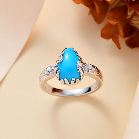 AA Amerikanischer natürlicher Sleeping Beauty Türkis Ring, 925 Silber rhodiniert (Größe 21.00) ca. 2.67 ct