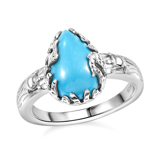 AA Amerikanischer natürlicher Sleeping Beauty Türkis Ring, 925 Silber rhodiniert (Größe 21.00) ca. 2.67 ct