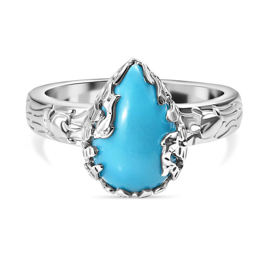 AA Amerikanischer natürlicher Sleeping Beauty Türkis Ring, 925 Silber rhodiniert (Größe 21.00) ca. 2.67 ct