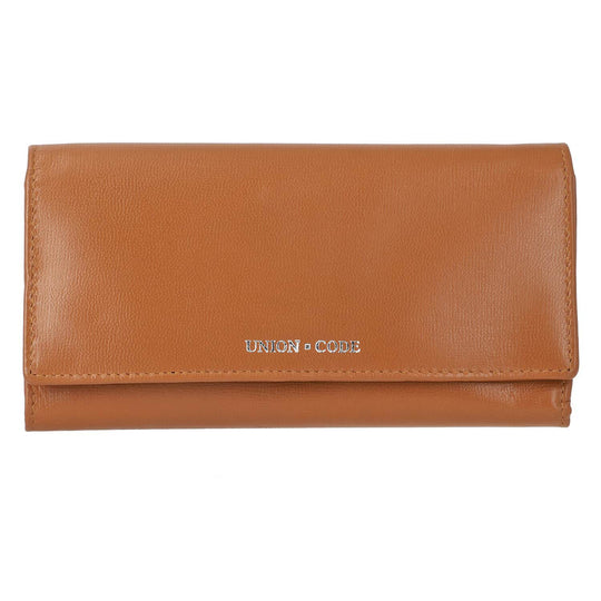 CLOSE OUT - UNION CODE: Brieftasche mit Schlangen-Prägung und RFID schutz, 19x12 cm, Cognac