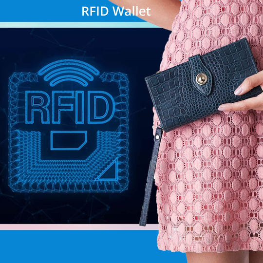 Kroko-geprägte Geldbörse aus 100% echtem Leder mit RFID Schutz, 19x11.4x1.3cm, Braun