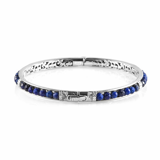 Lapislazuli-Armreif, 19 cm, Messing platiniert ca. 22,22 ct