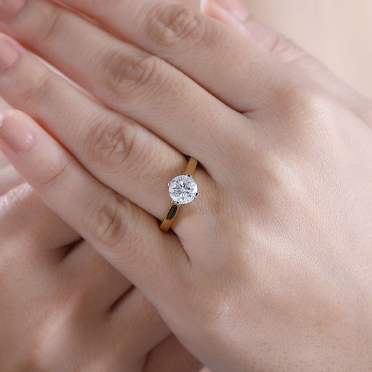 Moissanit Ring 925 Silber 750 Gelbgold Vermeil (Größe 19.00) ca. 1.39 ct