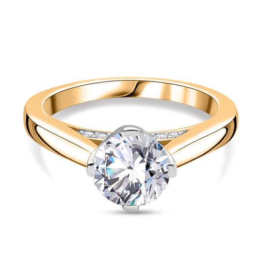 Moissanit Ring 925 Silber 750 Gelbgold Vermeil (Größe 19.00) ca. 1.39 ct