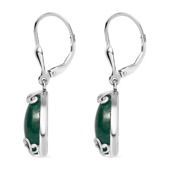 Grüner Aventurin Ohrringe 925 Silber platiniert ca. 5.89 ct