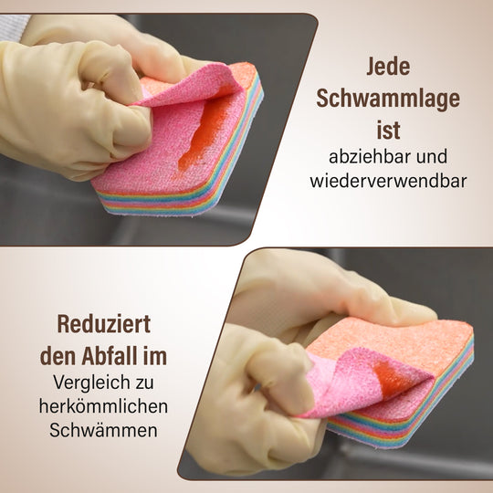 4er-Set Regenbogen-Putztücher, 12-Schicht Mikrofaser-Schwammblock, wiederverwendbar und saugstark