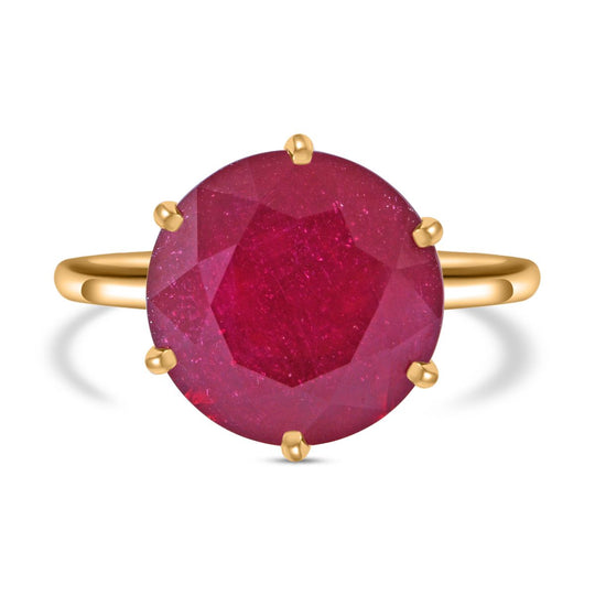 Afrikanischer Rubin (Fissure gefüllt) Ring 925 Silber Gelbgold Vermeil (Größe 20.00) ca. 9.10 ct