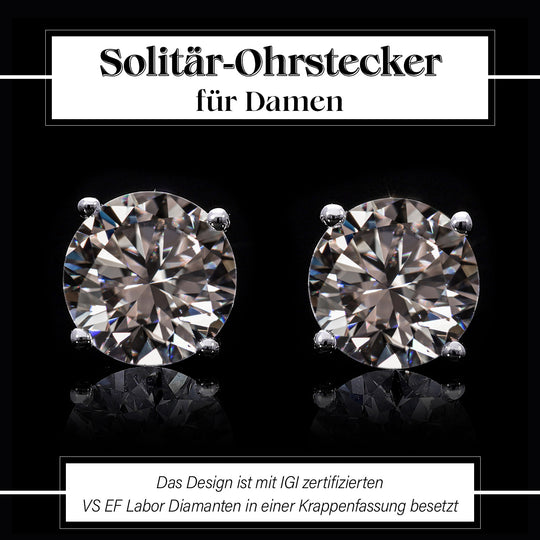 LUXURIANT DIAMOND - Lab-grown Diamant VS-EF SGL zertifiziert Ohrringe, 585 Gold, ca. 2.00 ct