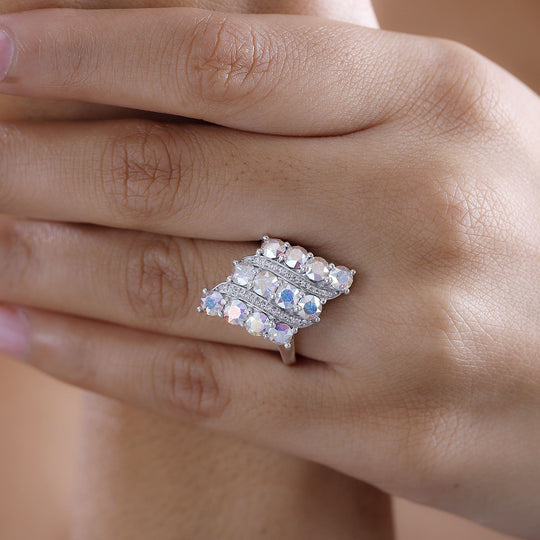 AB Kristall, Weißer Kristall Ring 925 Silber rhodiniert (Größe 20.00) (8-10 Tagen Lieferzeit)
