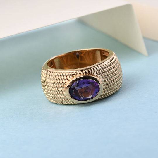 Afrikanischer Amethyst Ring Messing vergoldet (Größe 18.00) ca. 1,16 ct