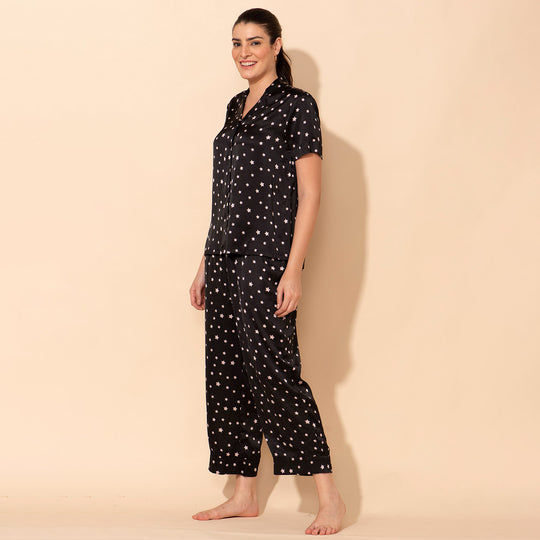 TAMSY - Satin Loungewear, M 38, Schwarz